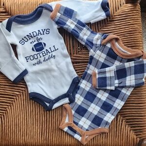 Blue and Brown Plaid Baby Onesie Preemie